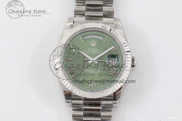 Edition Best 1:1 Dial Steel A2836 Date 40mm Green SS TWF on Roman Day Bracelet 904L SS 0130
